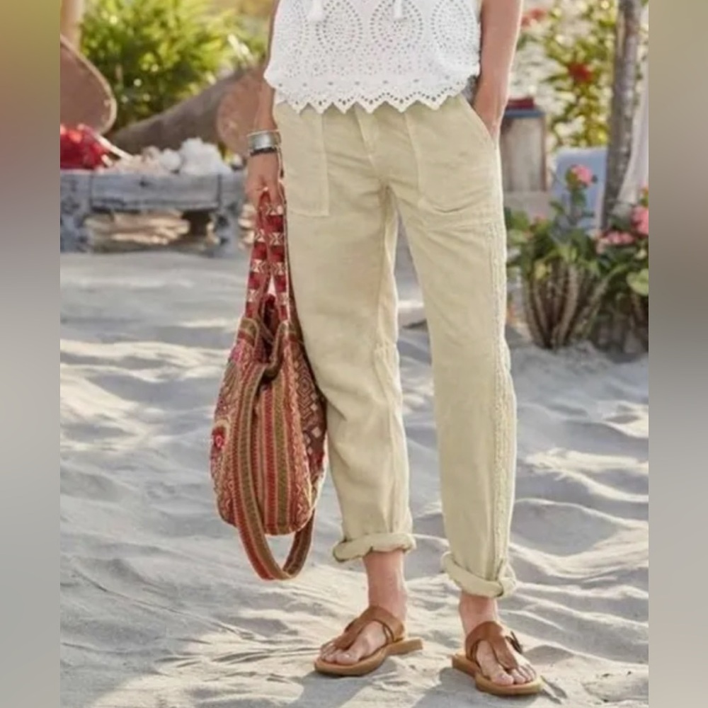 NWT Sundance Organia Lace Pants
Size 8
Linen Blend
Relaxed Fit
Yellow Tan Color - Picture 9 of 9